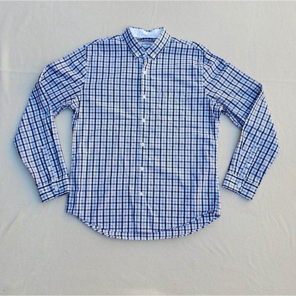 Express plaid long sleeve button down casual shirt